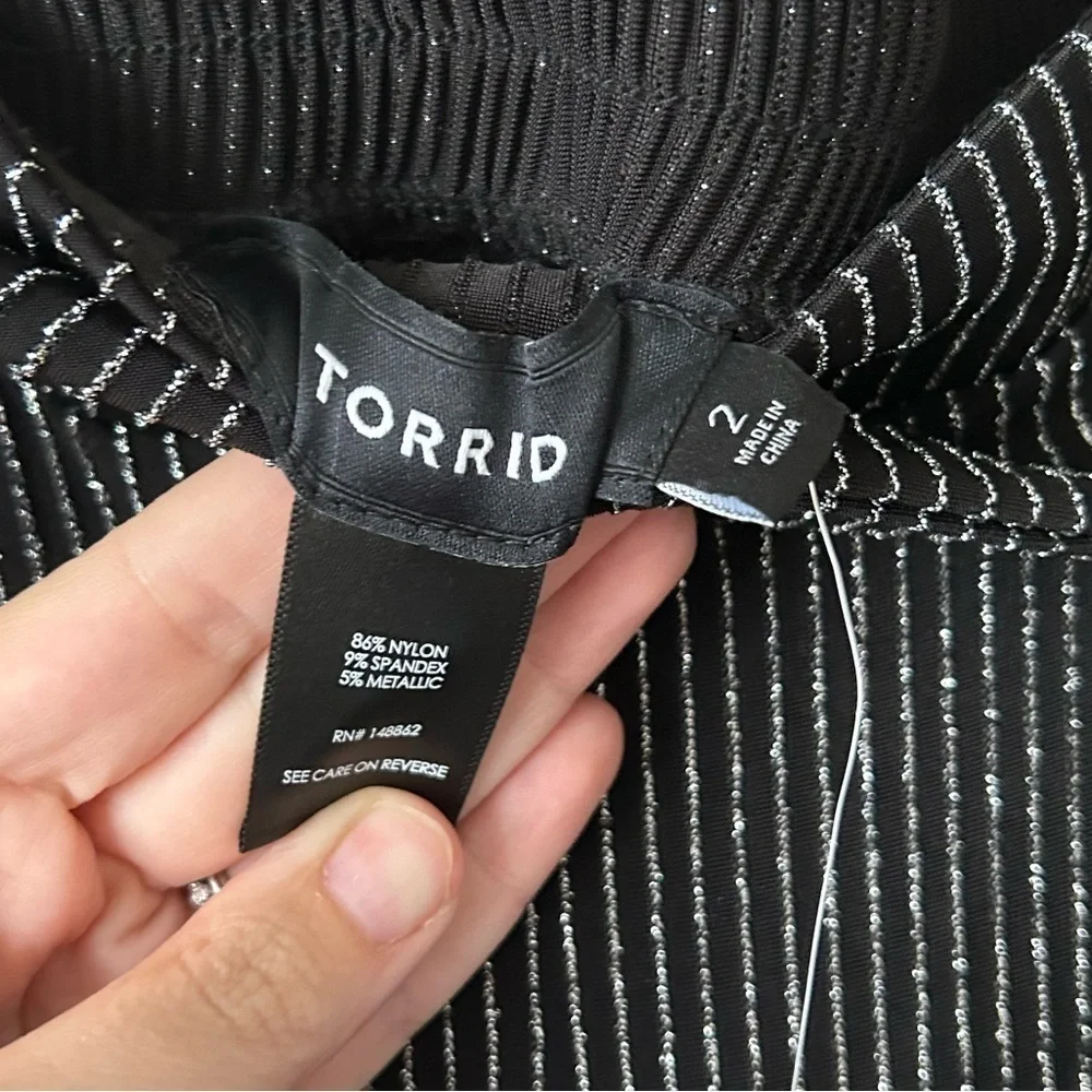 NWT Torrid Wide Leg Black and Silver Glitter Pants Womens 2X - Picture 9 of 15